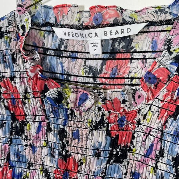 Veronica Beard Cici Floral Smocked Fit-And-Flare Mini Dress Size 2 EUC - Picture 4 of 8